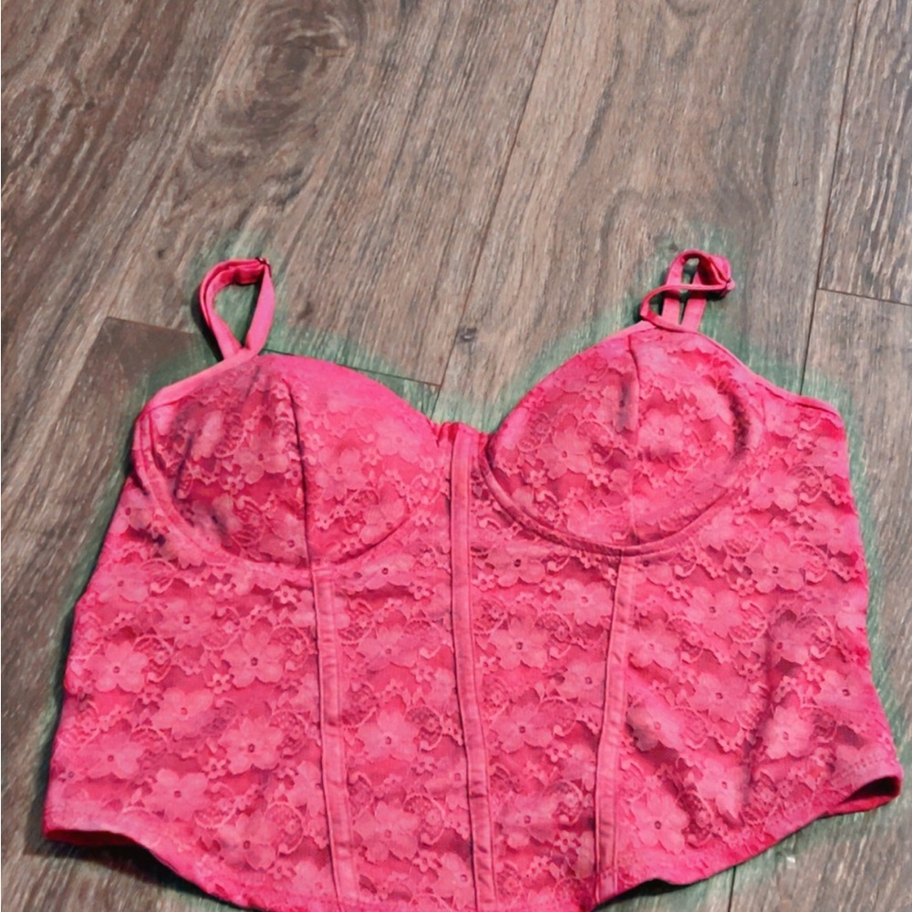 Pink Lace Bustier Top